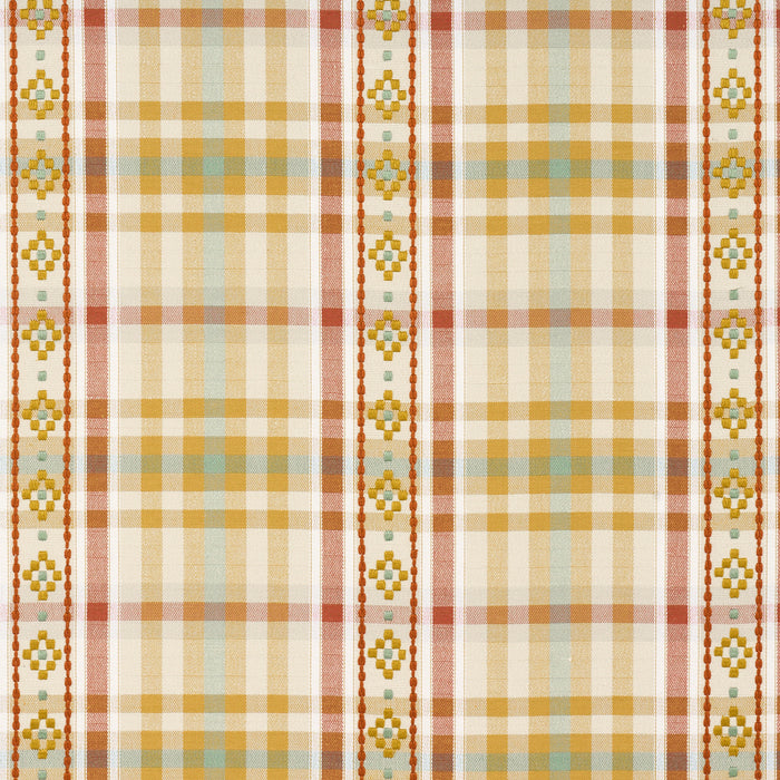 Schumacher Hutton Hand Woven Check Ochre Fabric Sample 84732