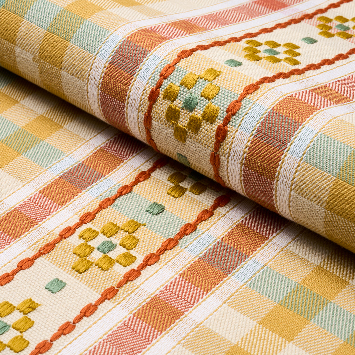 Schumacher Hutton Hand Woven Check Ochre Fabric 84732