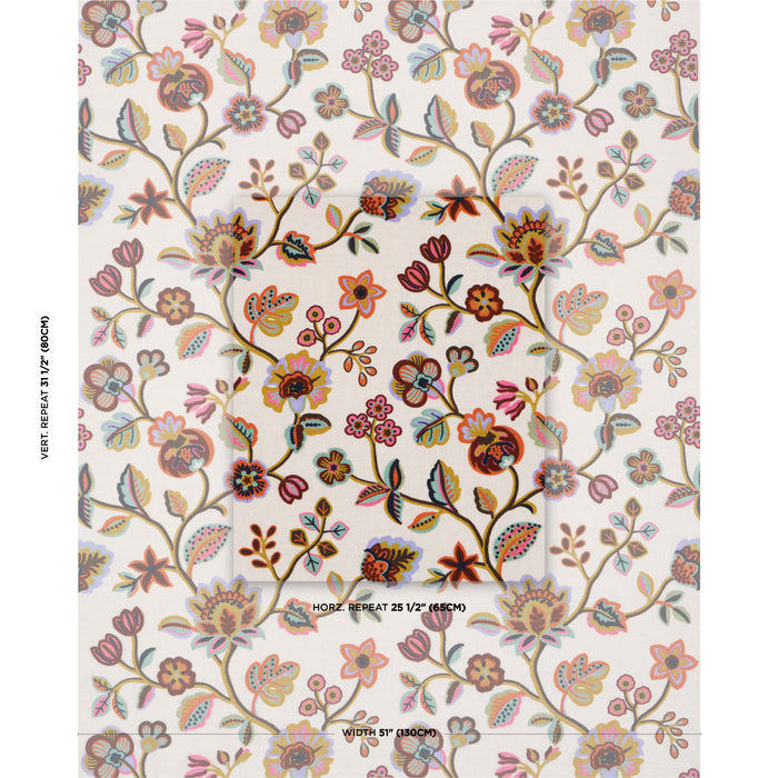 Schumacher Loulou Embroidery Jewel Fabric Sample 84750