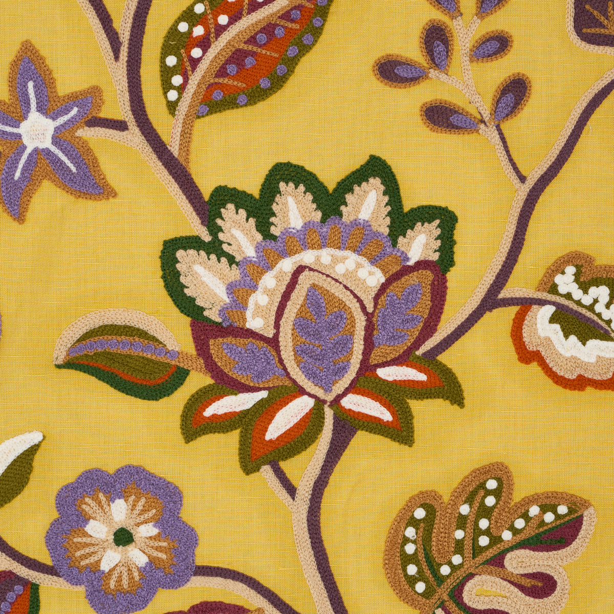 Schumacher Loulou Embroidery Marigold Fabric 84751