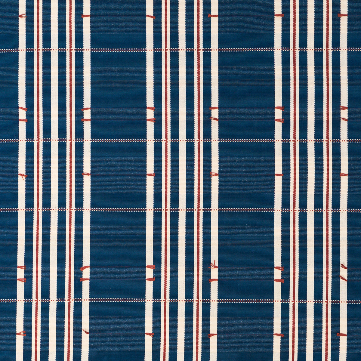 Schumacher Remmy Hand Woven Stripe Indigo Fabric 84780