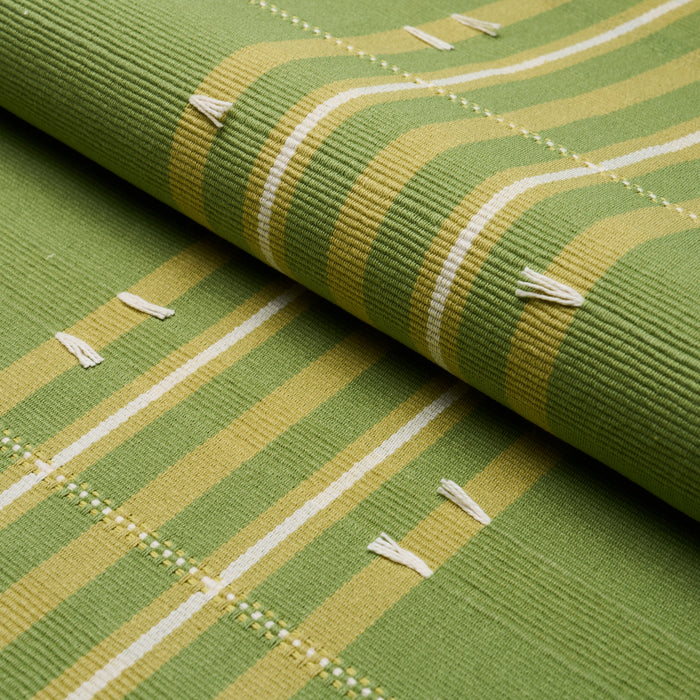 Schumacher Remmy Hand Woven Stripe Leaf Fabric Sample 84781