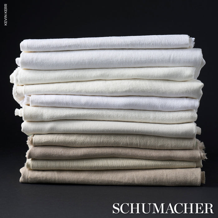 Schumacher Jumi Stonewashed Linen White Fabric Sample 84902