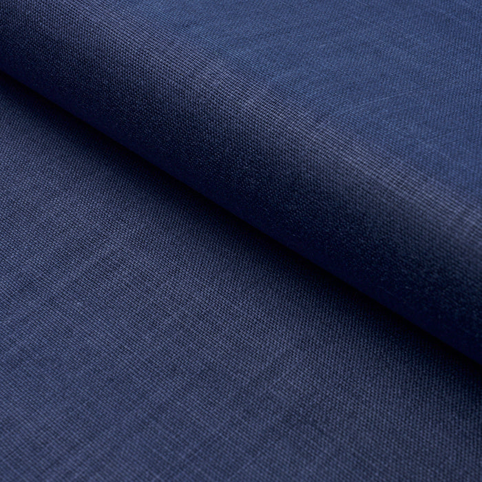 Schumacher Leo Glazed Linen Navy Fabric 84964