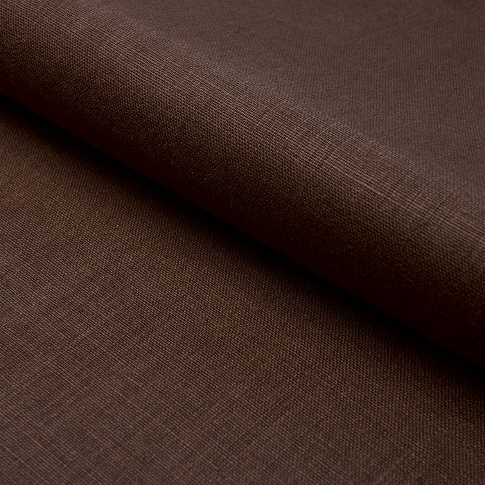 Schumacher Leo Glazed Linen Chocolate Fabric Sample 84968