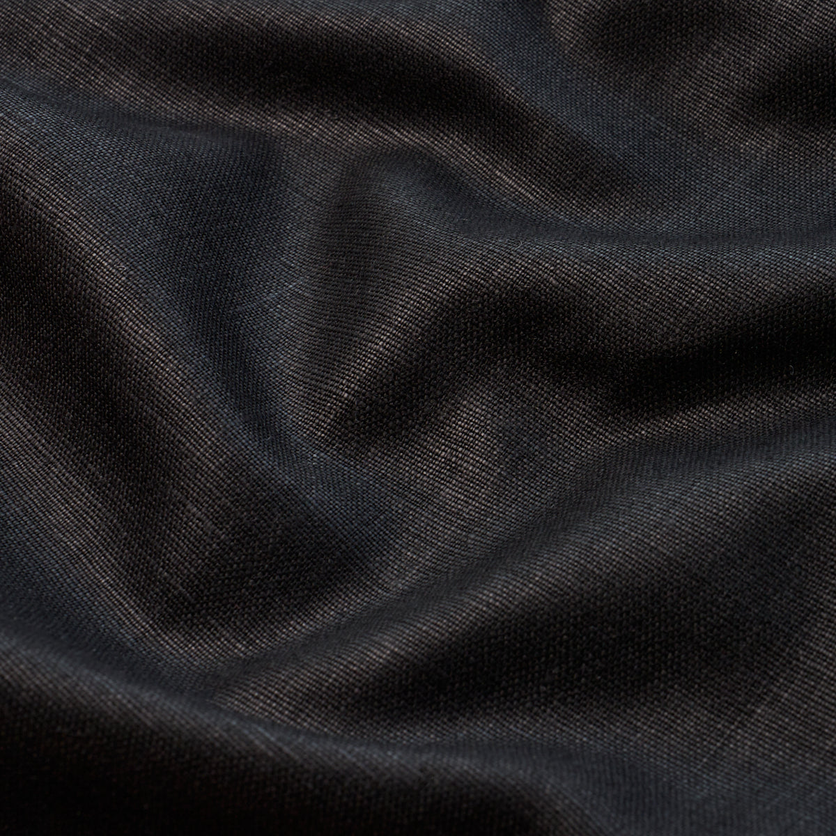 Schumacher Leo Glazed Linen Black Fabric Sample 84969