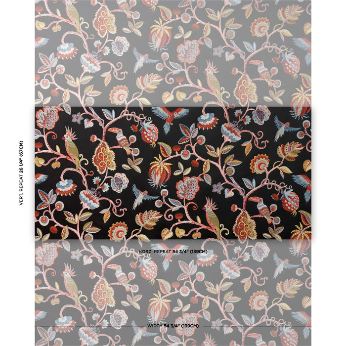 Schumacher Birds Of Paradise Woven Noir Fabric 85110