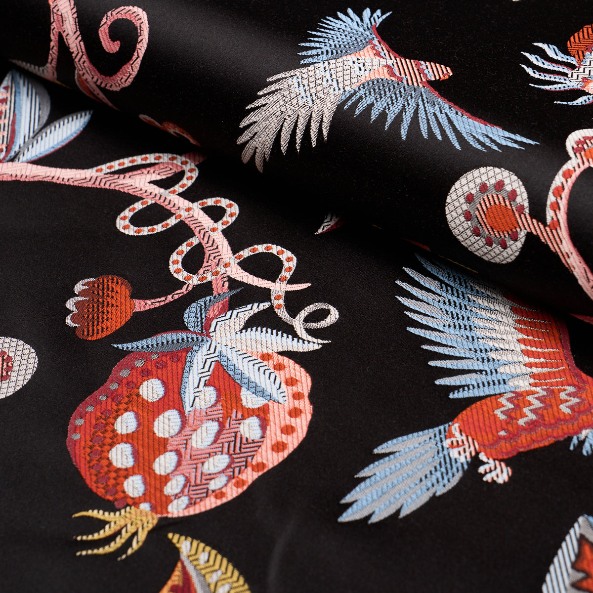 Schumacher Birds Of Paradise Woven Noir Fabric 85110