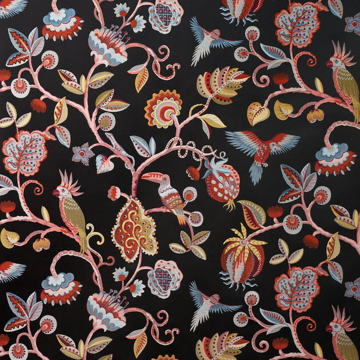 Schumacher Birds Of Paradise Woven Noir Fabric Sample 85110