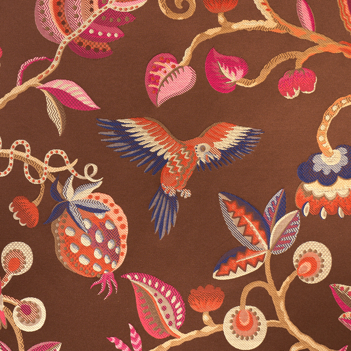 Schumacher Birds Of Paradise Woven Chestnut Fabric 85111