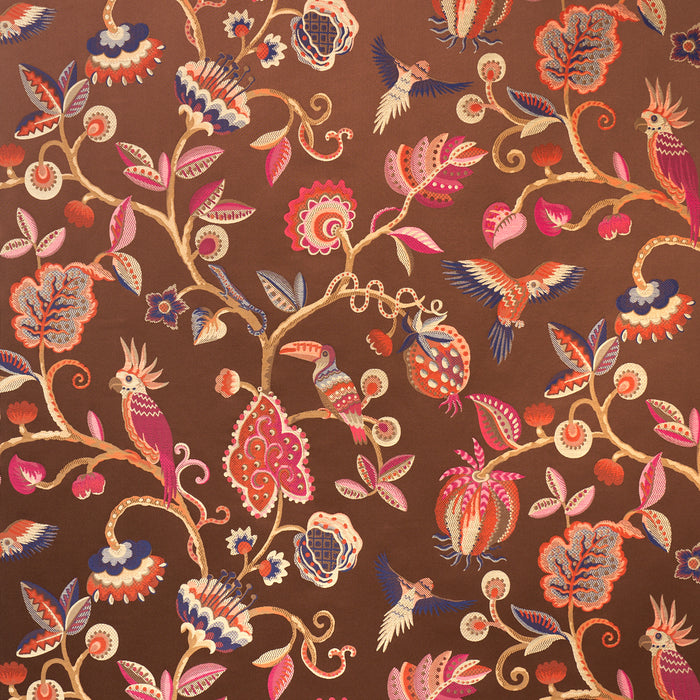 Schumacher Birds Of Paradise Woven Chestnut Fabric Sample 85111