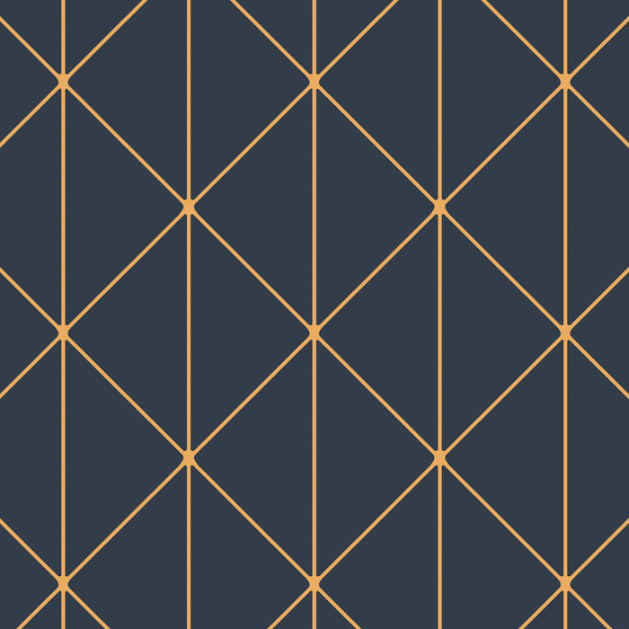 Schumacher Diamonds Navy And Gold Wallpaper 8804