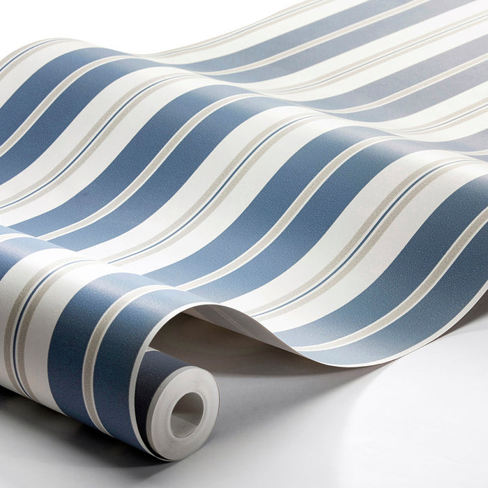 Schumacher Sandhamn Stripe Blue Wallpaper 8885