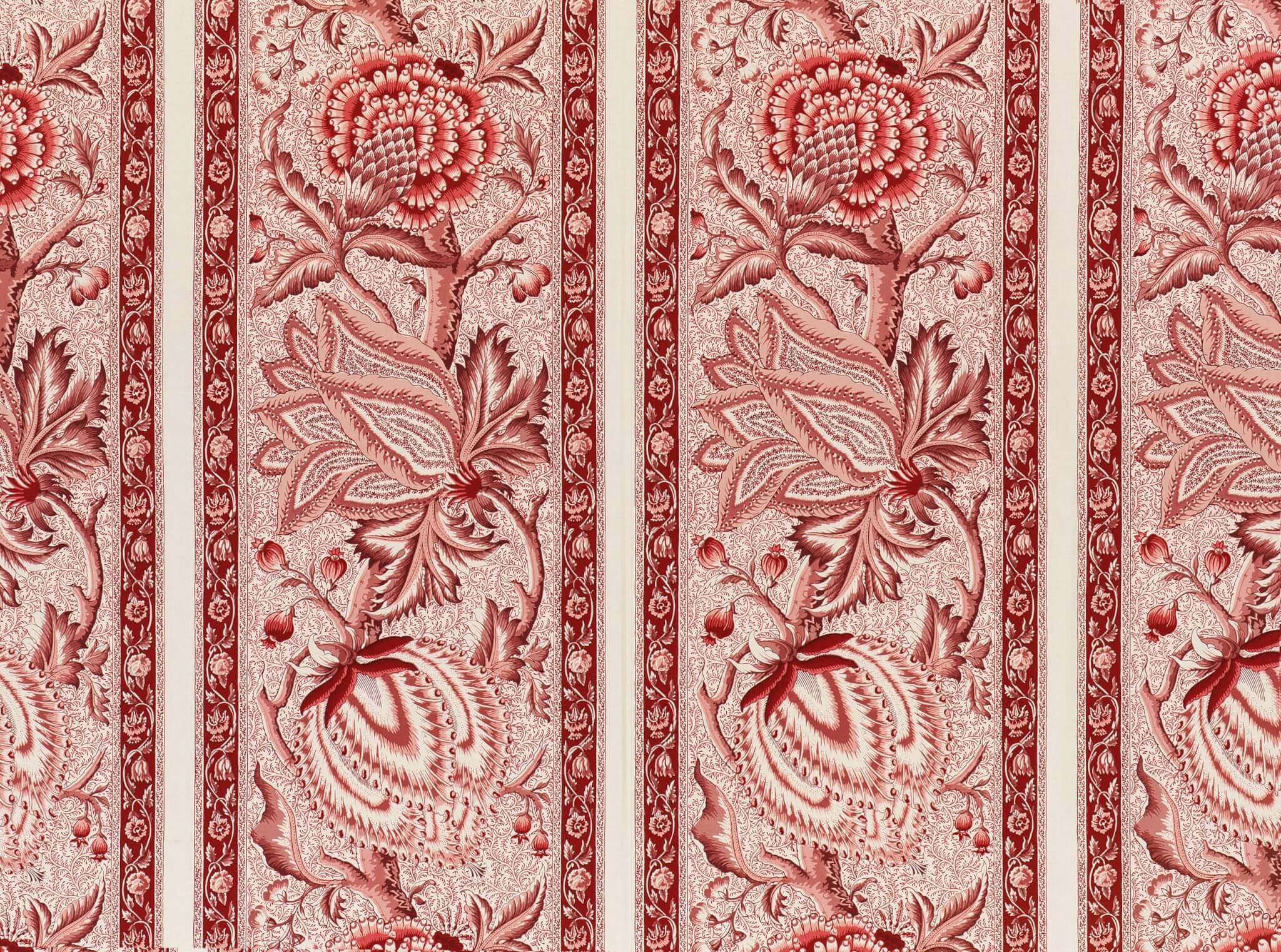 Braquenie Le Grand Corail Camaieux Rayure Rose Ancien Fabric Sample B1885001