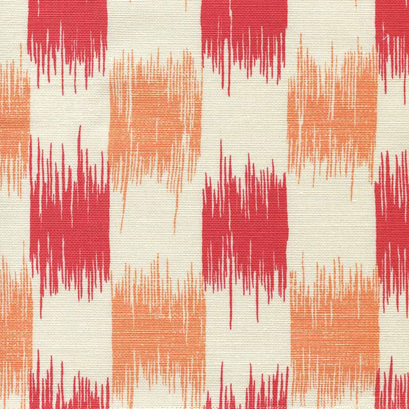 China Seas Ii Blue Ikat Red Orange Fabric 9015-07