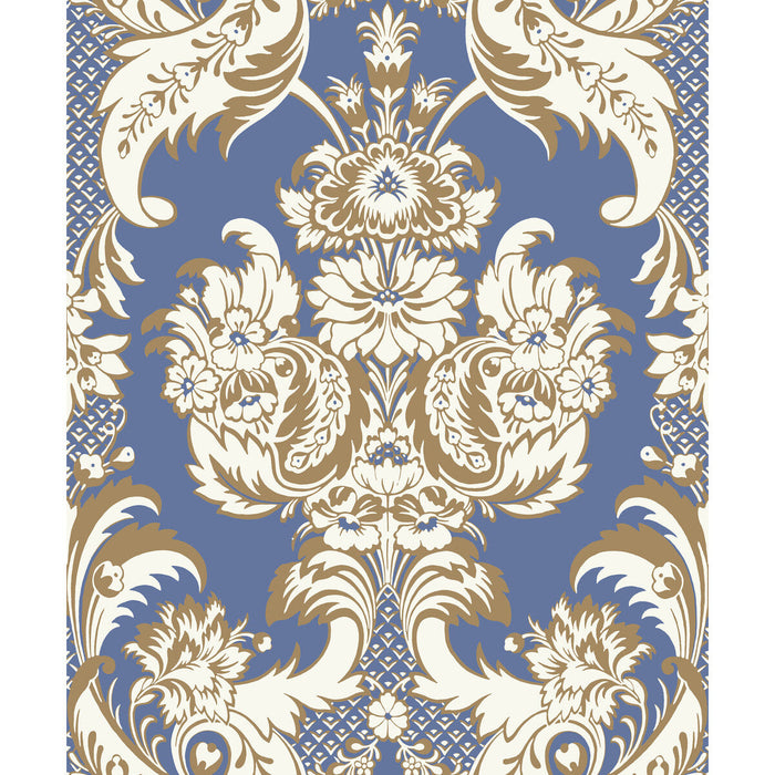 Cole & Son Wyndham Blue And Gold Wallpaper Sample 94/3016.CS.0