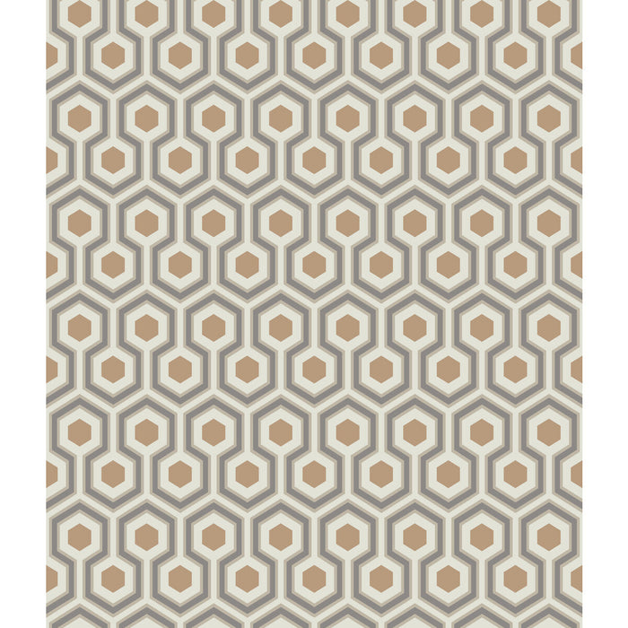 Cole & Son Hicks Hexagon Gold/Taupe Wallpaper Sample 95/3017.CS.0