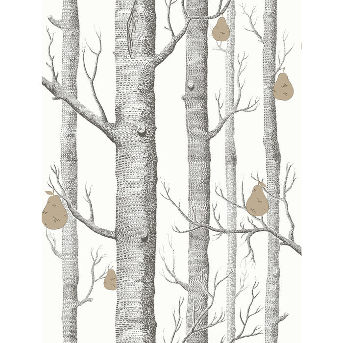 Cole & Son Woods & Pears Blk/Wht/Brnz Wallpaper Sample 95/5027.CS.0