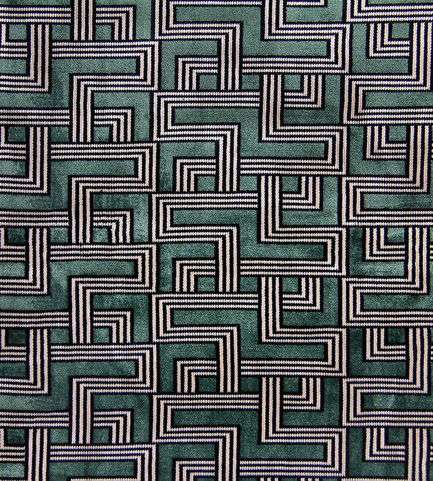 Aldeco Interception Jacquard Velvet Green Moss Fabric Sample A9 0004INTE