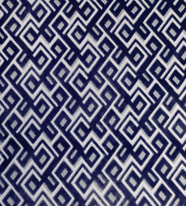 Aldeco Anni Jacquard Velvet Navy Blue Linen Fabric Sample A9 0007ANNI