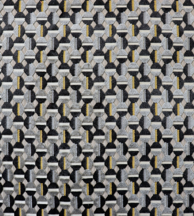 Aldeco Lumiere Jacquard Velvet Anthracite Gold Fabric A9 0007LUMI