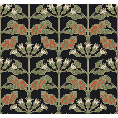 York Tracery Blooms Black Metallic Wallpaper AC9113