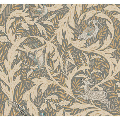 York Woodland Tapestry Neutral Metallic Wallpaper AC9123