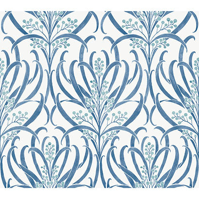 York Calluna White & Blue Metallic Wallpaper AC9143