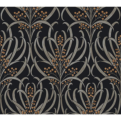 York Calluna Black & Gold Metallic Wallpaper AC9145