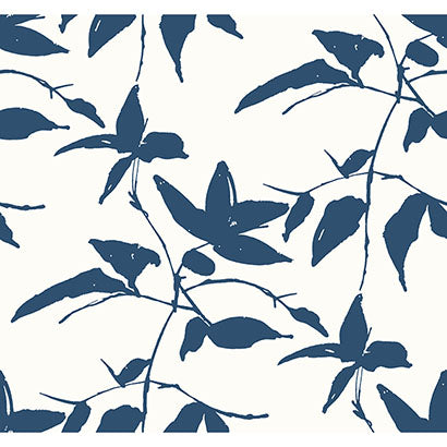 York Persimmon Leaf Blue & White Wallpaper AF6510