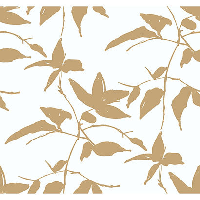 York Persimmon Leaf Gold & White Wallpaper AF6511