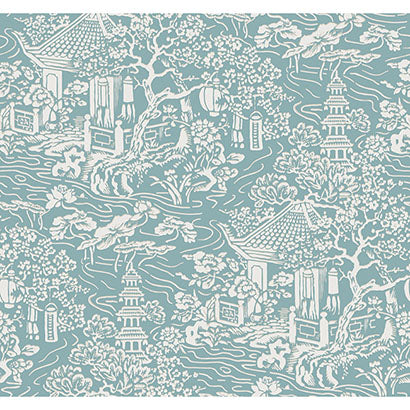 York Chinoiserie Blue & Green Wallpaper AF6575