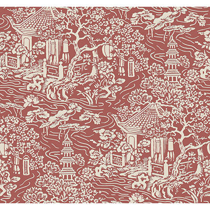 York Chinoiserie Red & Orange Wallpaper AF6576