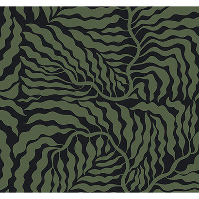 York Fern Fronds Black & Green Wallpaper AG2061