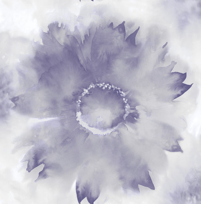 Seabrook Designs Watercolor Sunflower Metallic Purple Haze & Pearl Wallpaper AH40509