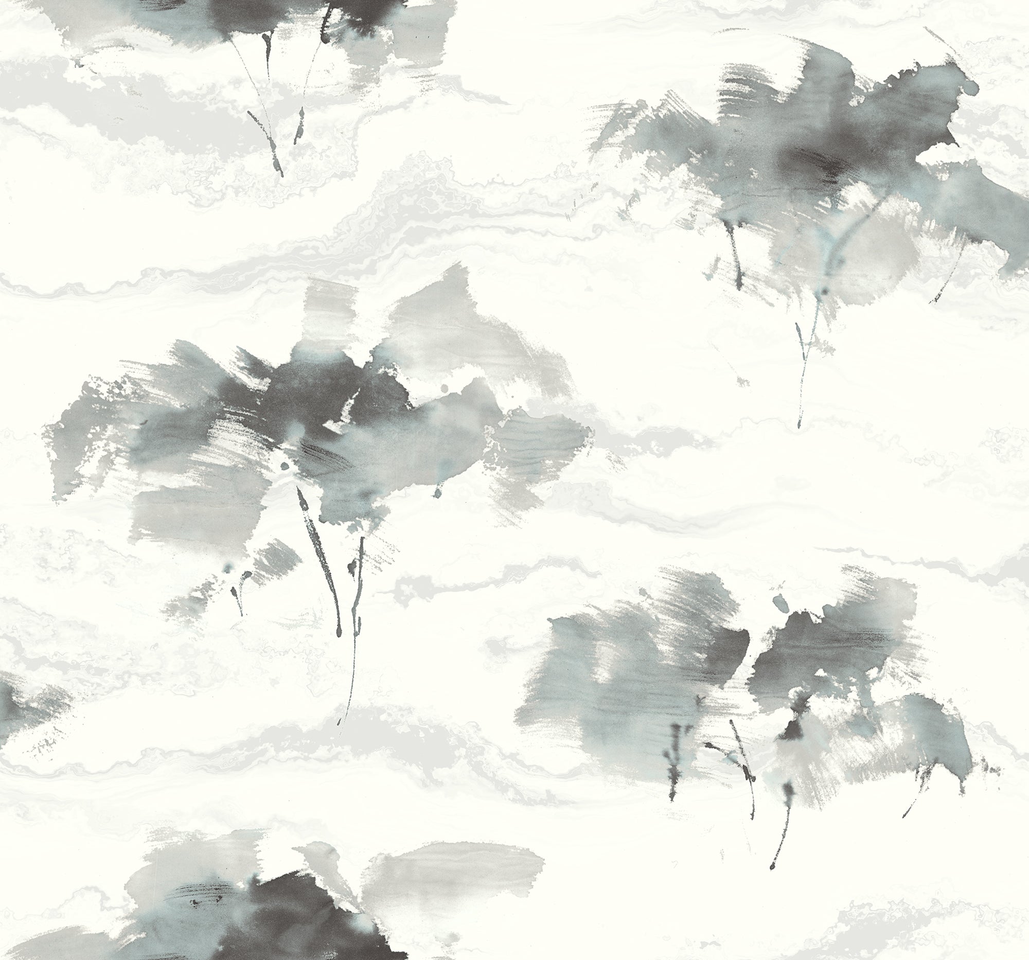 Seabrook Designs Brushstroke Trees Metallic Silver, Ebony, & Pearl Wallpaper AH40700