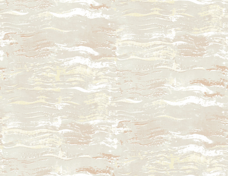 Seabrook Designs Bleached Wave Metallic Champagne & Bisque Wallpaper Sample AH40803