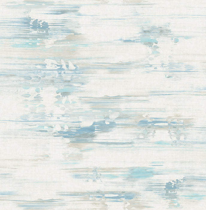 Seabrook Designs Spatula Stripes Sky Blue, Silver, & Off-white Wallpaper Sample AH41102