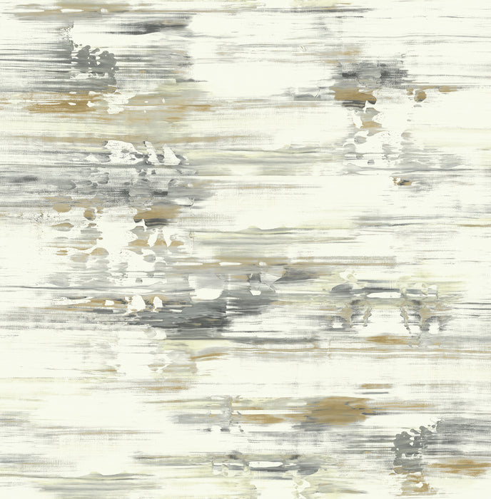 Seabrook Designs Spatula Stripes Gold, Gray, & Off-white Wallpaper Sample AH41105