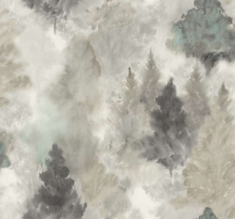 Seabrook Designs Soft Landscape Metallic Greige, Powder Blue, & Ivory Wallpaper AH41200