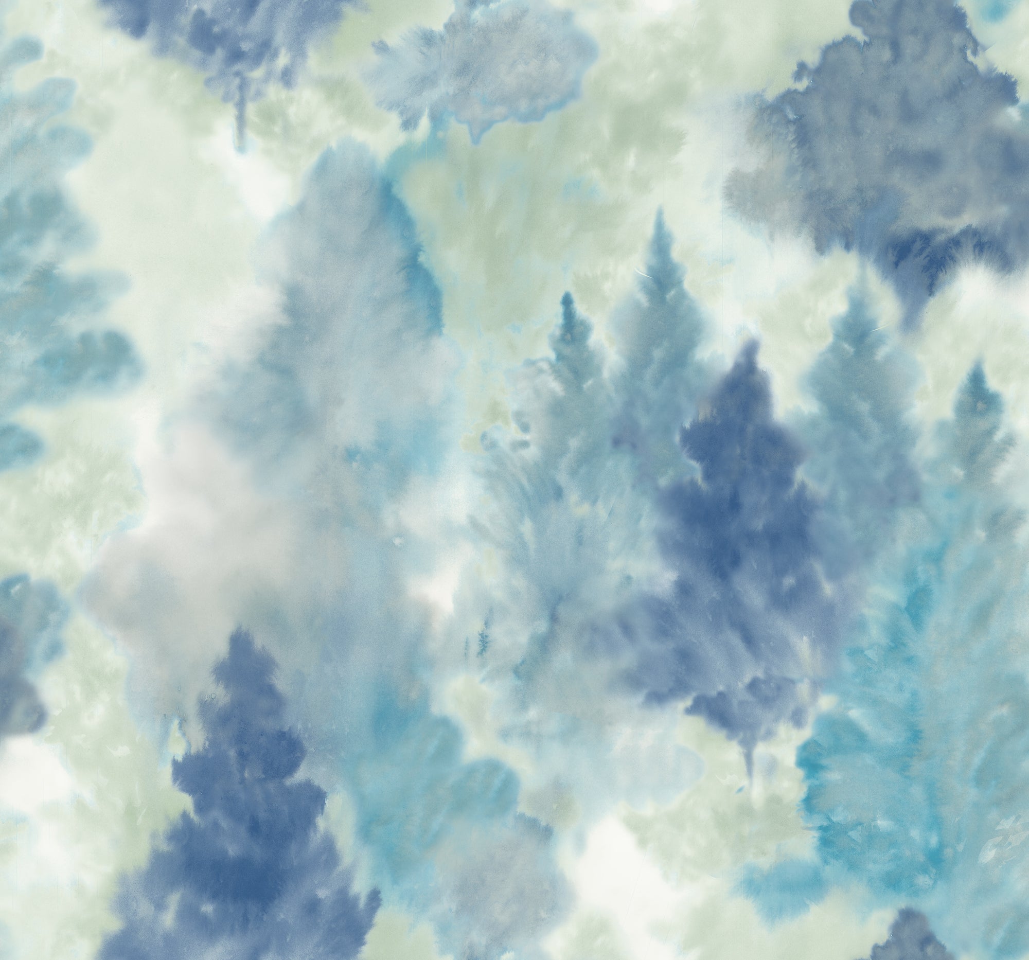 Seabrook Designs Soft Landscape Metallic Sky Blue, Cerulean, & Aloe Green Wallpaper AH41202