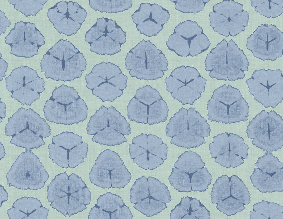 Seabrook Designs Shibori Blossoms Metallic Periwinkle & Teal Wallpaper Sample AH41302