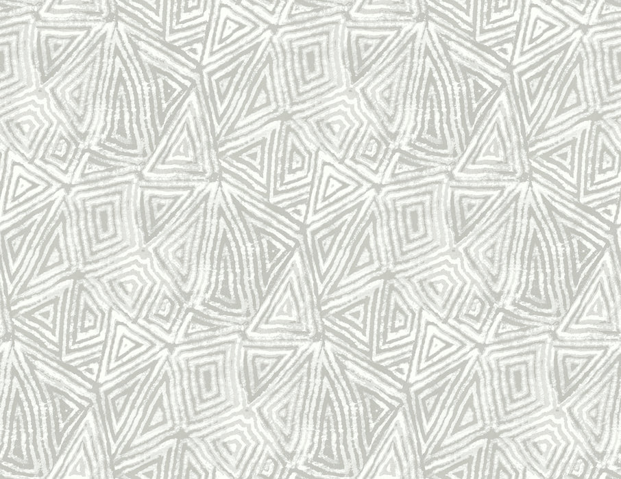 Seabrook Designs African Geo Metallic Silver & Off-white Wallpaper Sample AH41500