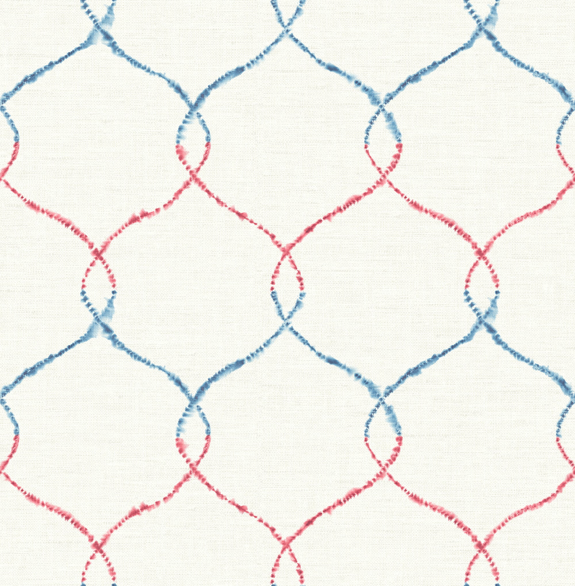 Seabrook Designs Shibori Lattice Royal Blue, Ruby, & Metallic Pearl Wallpaper AH41611