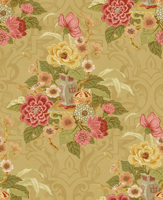 Seabrook Designs Dynasty Floral Metallic Gold Wallpaper Sample AI40010