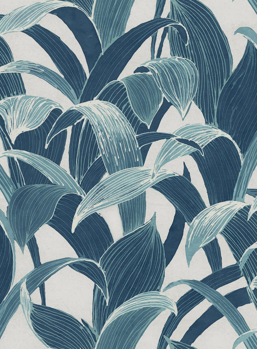 Seabrook Designs Imperial Banana Groves Metallic Pearl And Azure Blue Wallpaper AI40302