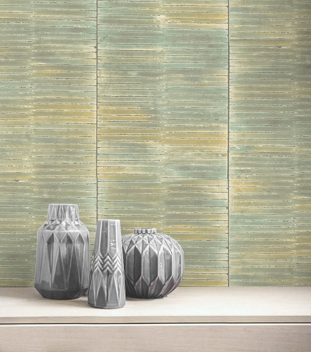 Seabrook Designs Dynasty Bamboo Sage And Metallic Pearl Wallpaper AI41301