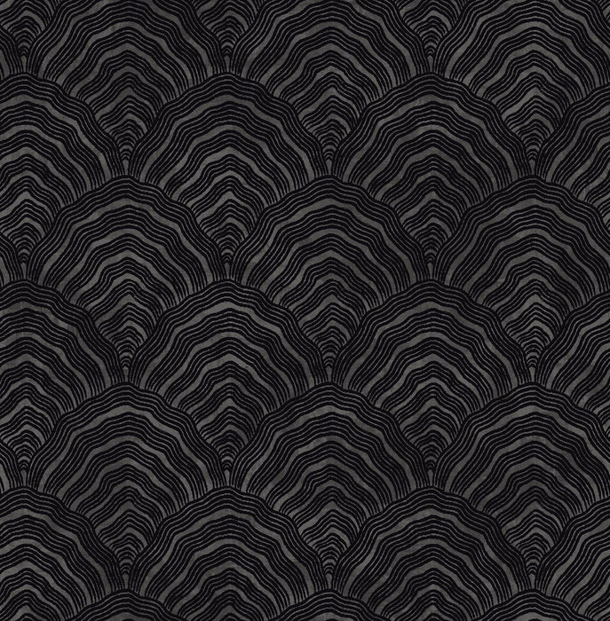 Seabrook Designs Confucius Scallop Ebony And Metallic Mocha Wallpaper Sample AI41500