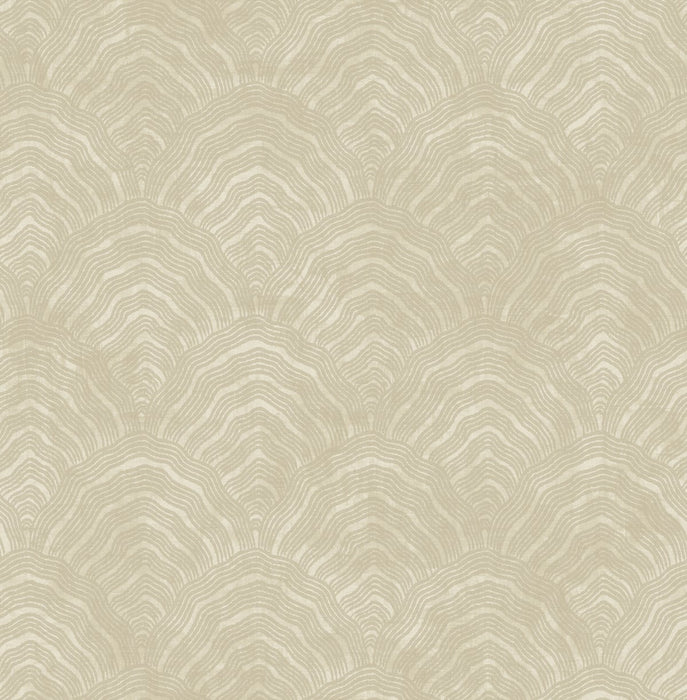 Seabrook Designs Confucius Scallop Tan And Metallic Pearl Wallpaper Sample AI41503