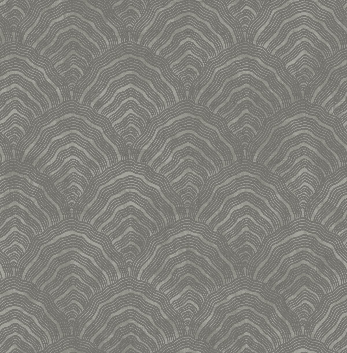 Seabrook Designs Confucius Scallop Charcoal And Metallic Silver Wallpaper AI41508